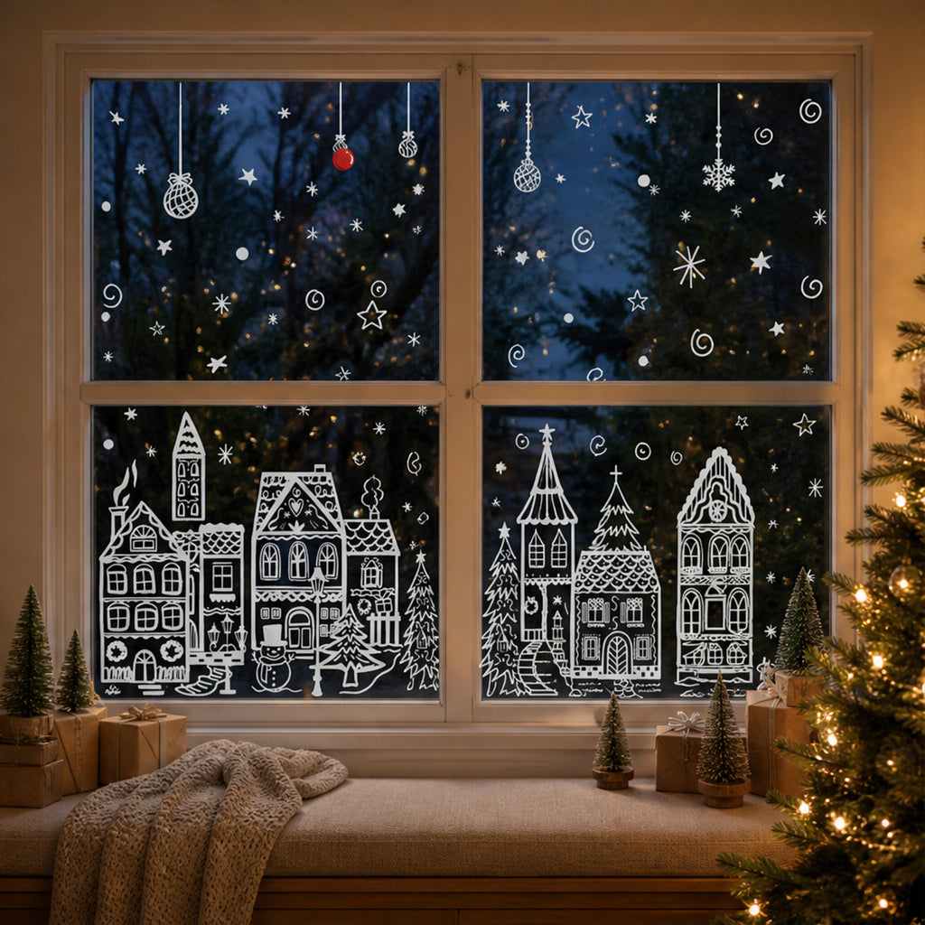 Christmas Village Static Cling Window Sticker Set - Image 3