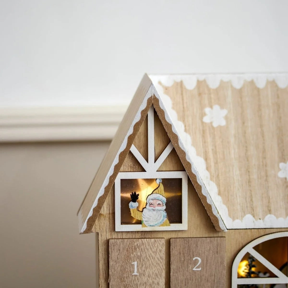 Christmas Wooden Advent Calendar With 24 Compartments And Warm LED Light - Image 4