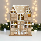 Christmas Wooden Advent Calendar With 24 Compartments And Warm LED Light - Image 1