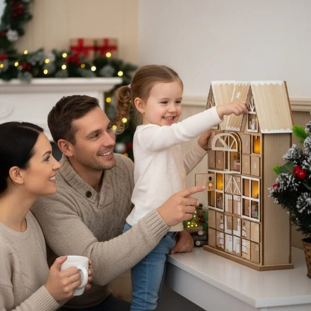 Christmas Wooden Advent Calendar With 24 Compartments And Warm LED Light - Image 9