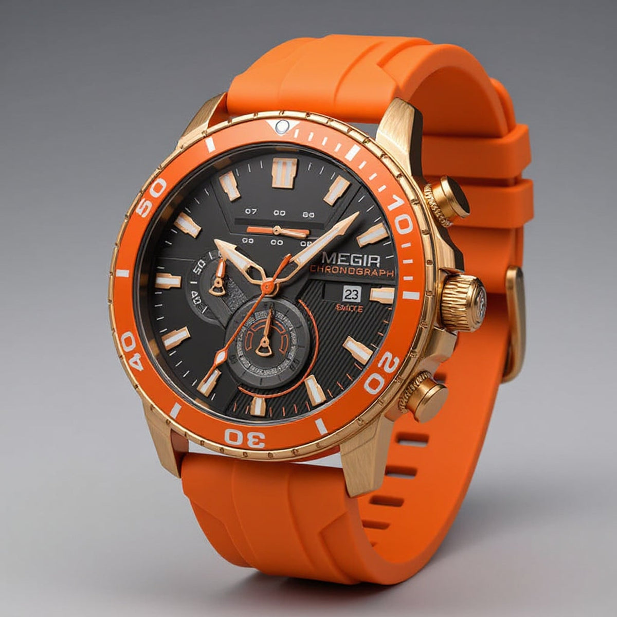 Chronograph Watch with Secure Silicone Strap and Ceramic Bezel - Image 4