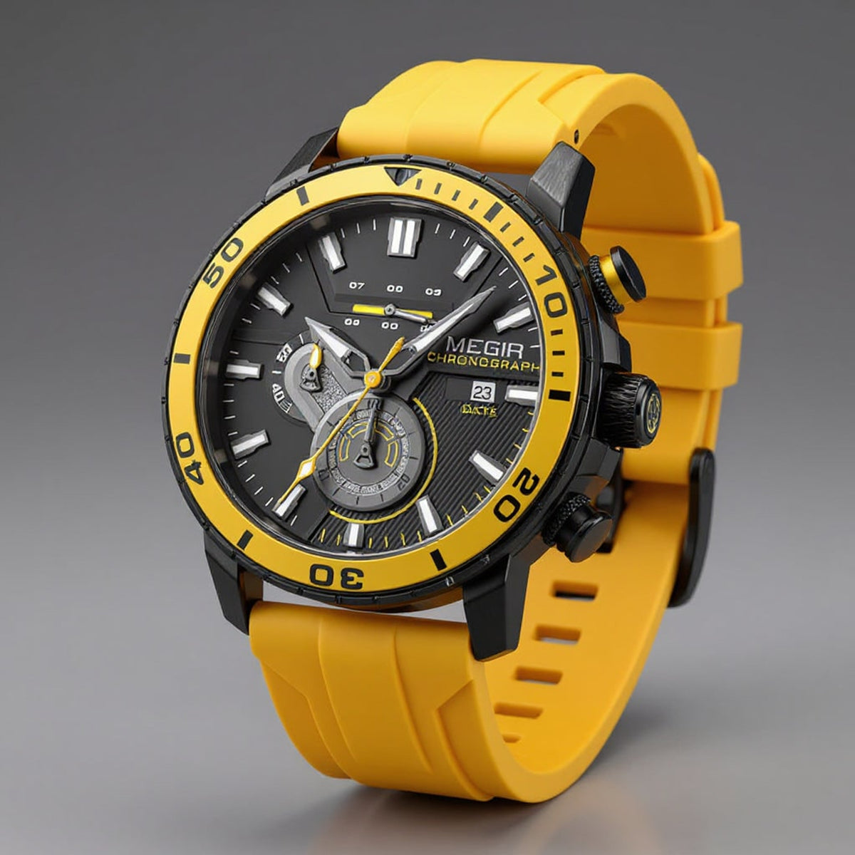 Chronograph Watch with Secure Silicone Strap and Ceramic Bezel - Image 5