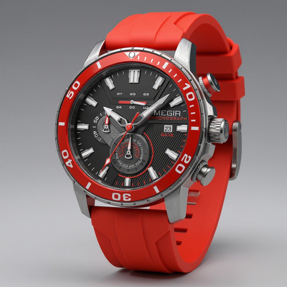 Chronograph Watch with Secure Silicone Strap and Ceramic Bezel - Image 3
