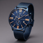 Chronograph Watch with Streamlined Milanese Mesh and Roman Numerals - Image 1