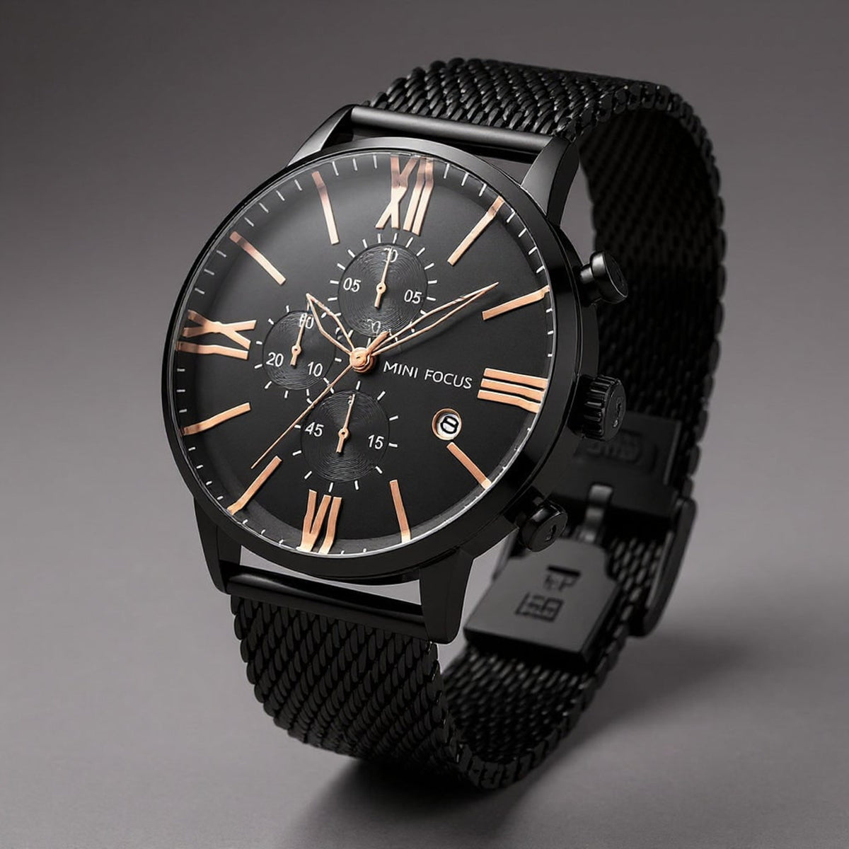 Chronograph Watch with Streamlined Milanese Mesh and Roman Numerals - Image 6