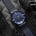 Chronograph Watch with Streamlined Milanese Mesh and Roman Numerals - Image 2