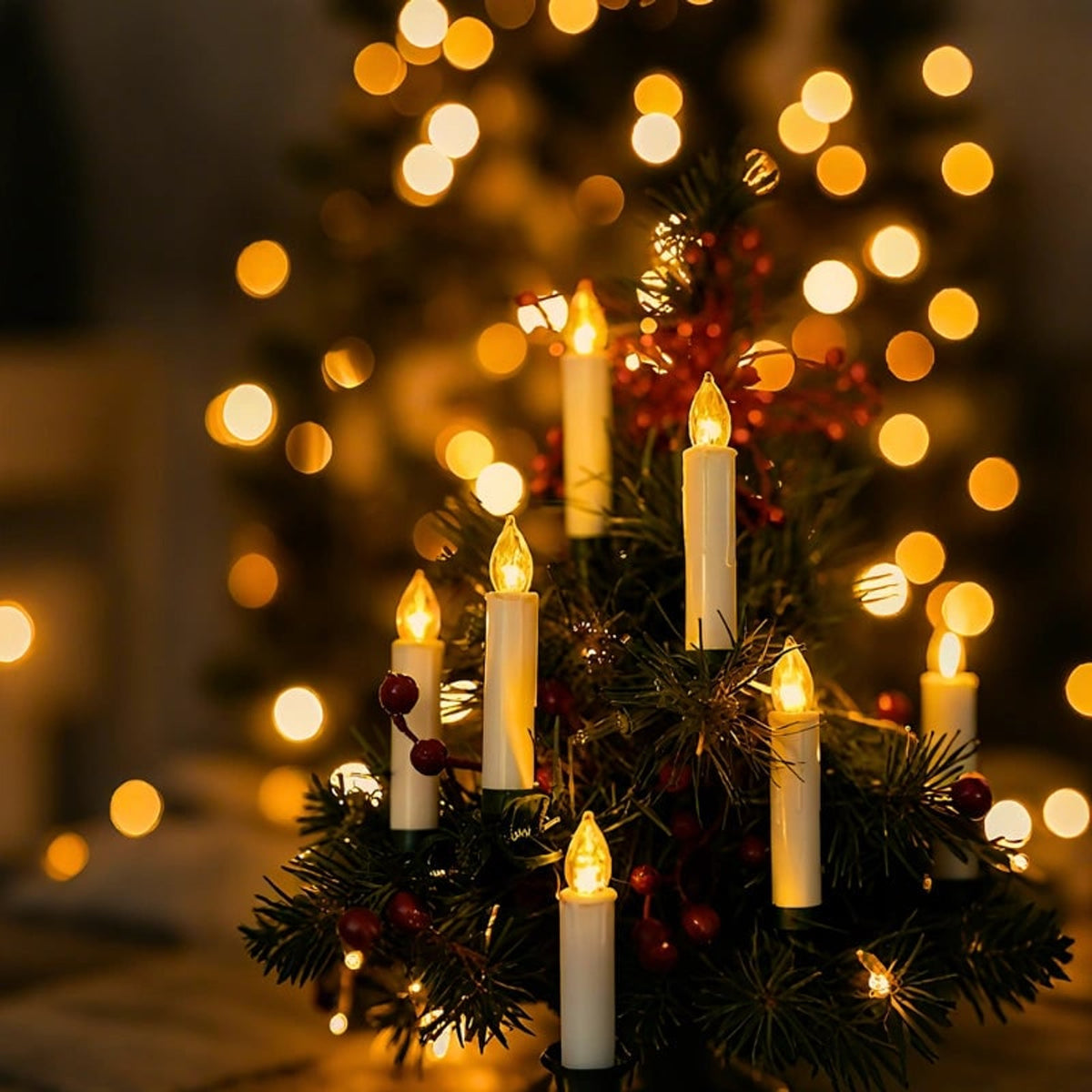 Clip On Christmas Candles With Flickering LED Light - Image 4