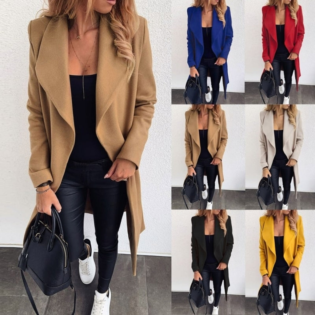 Coat Jacket with Belted Wrap Design and Longline Silhouette - Image 1