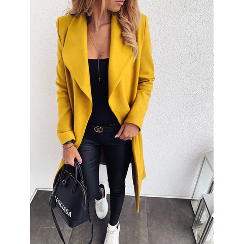 Coat Jacket with Belted Wrap Design and Longline Silhouette - Image 2