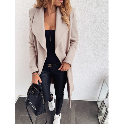 Coat Jacket with Belted Wrap Design and Longline Silhouette - Image 5
