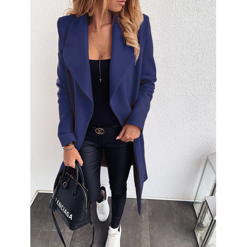 Coat Jacket with Belted Wrap Design and Longline Silhouette - Image 7