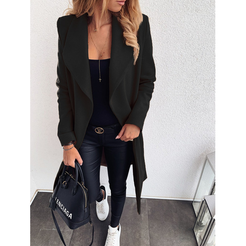 Coat Jacket with Belted Wrap Design and Longline Silhouette - Image 8