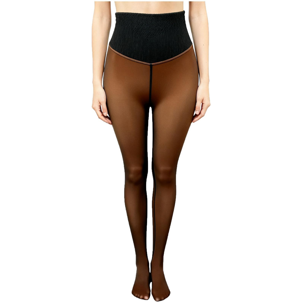 Compression Tights with Flattering Fleece Lining and High-Rise Waist - Image 5