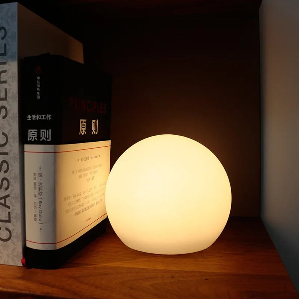 Cordless Glass Table Lamp With Modern Matte Dome Shade - Image 2