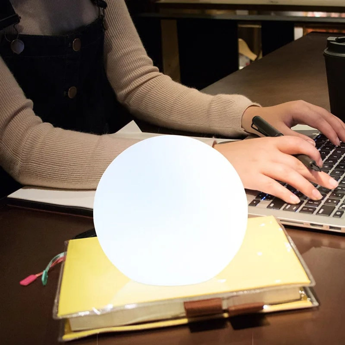 Cordless Glass Table Lamp With Modern Matte Dome Shade - Image 6