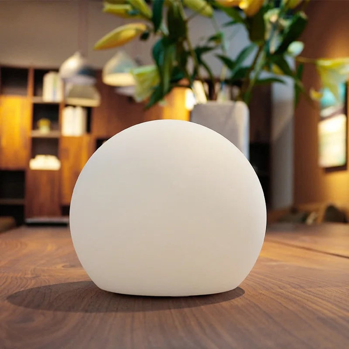 Cordless Glass Table Lamp With Modern Matte Dome Shade - Image 8