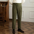 Corduroy Bottoms with Adjustable Pleated Trousers and Classic Fit - Image 1