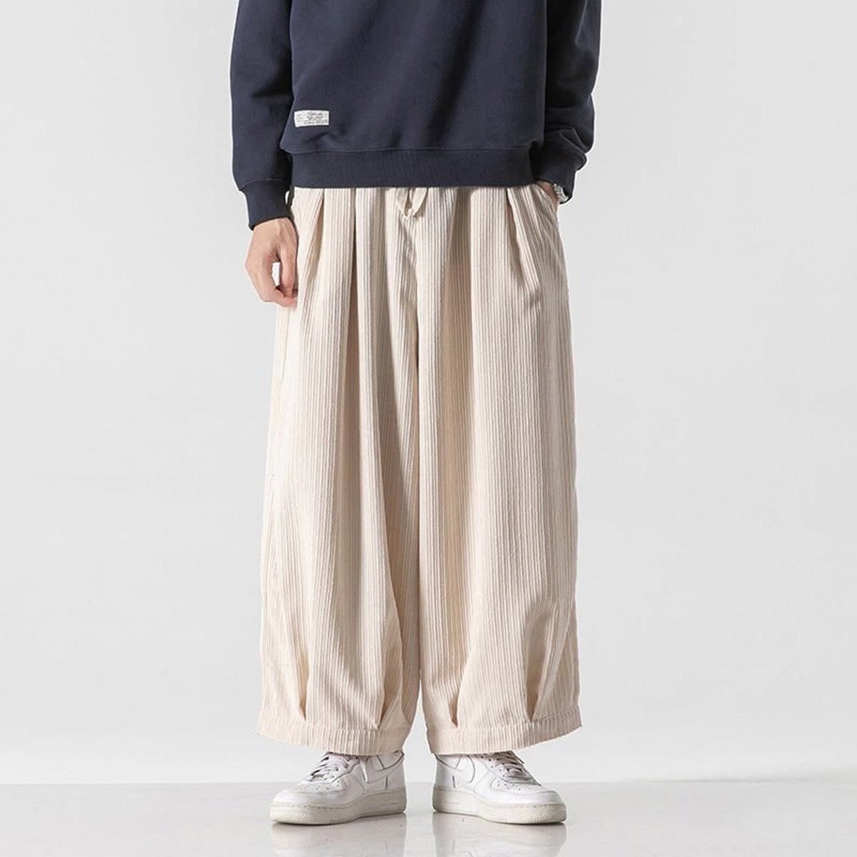 Corduroy Bottoms with Baggy Wide Leg and Cuffed Hem - Image 11
