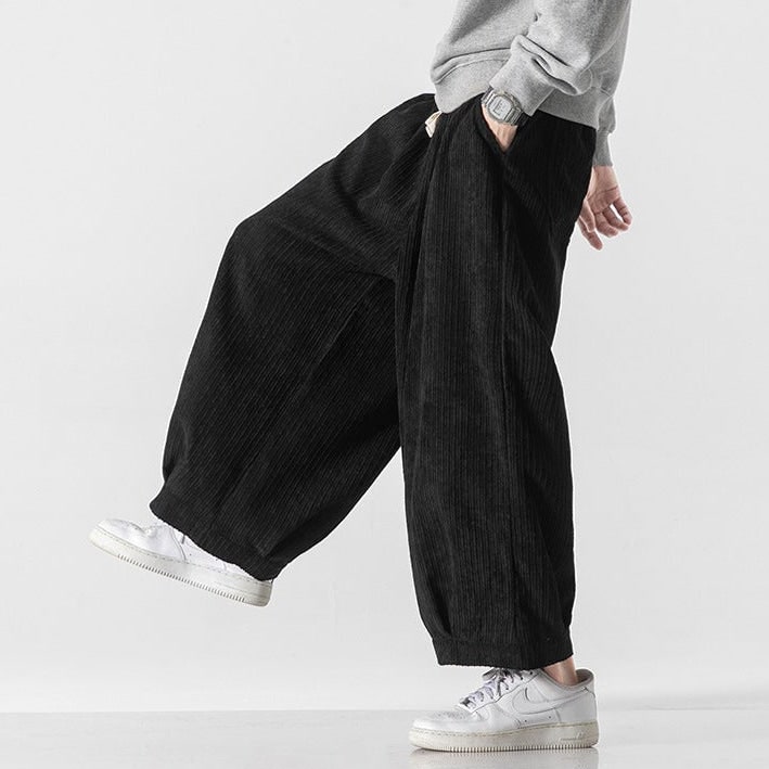 Corduroy Bottoms with Baggy Wide Leg and Cuffed Hem - Image 12