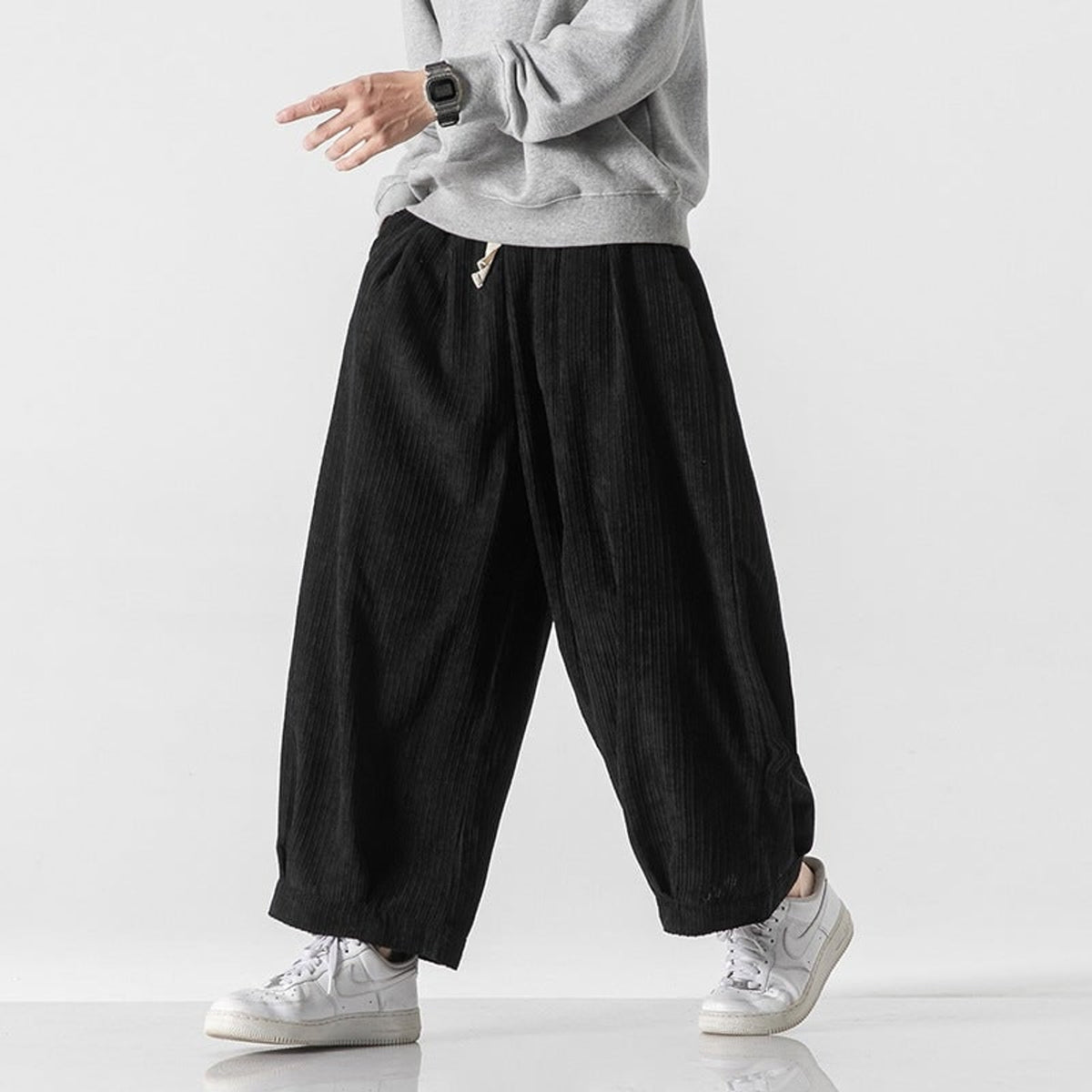 Corduroy Bottoms with Baggy Wide Leg and Cuffed Hem - Image 14