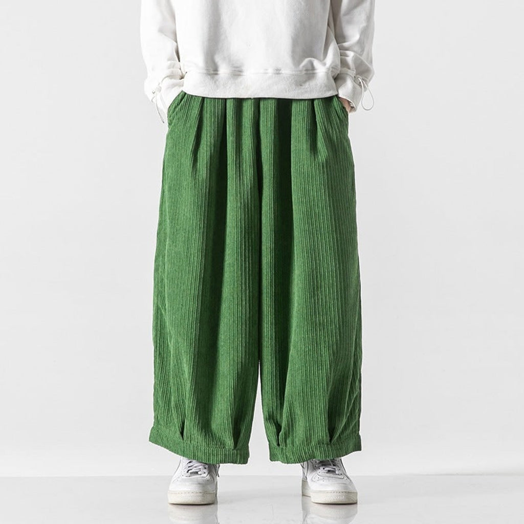 Corduroy Bottoms with Baggy Wide Leg and Cuffed Hem - Image 2