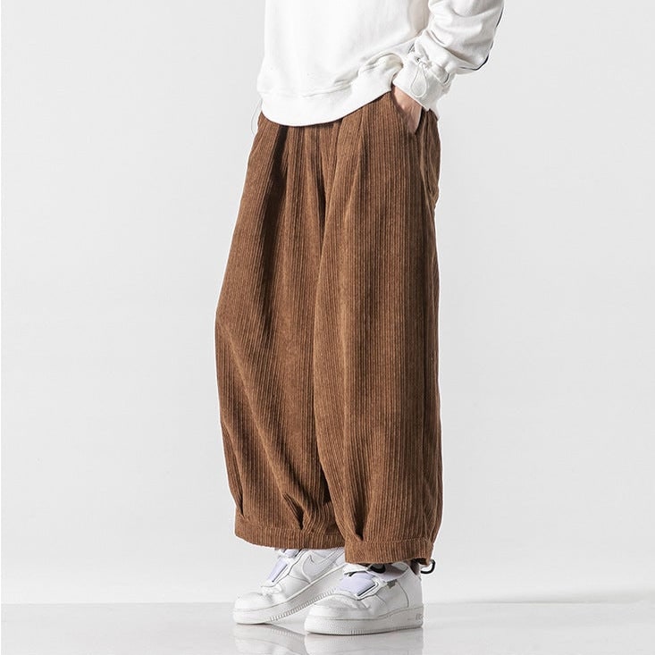 Corduroy Bottoms with Baggy Wide Leg and Cuffed Hem - Image 4