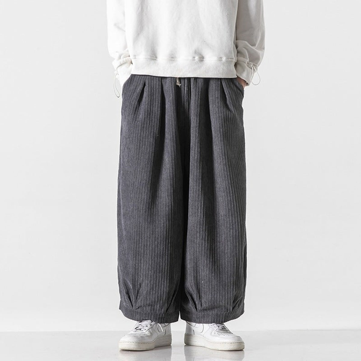 Corduroy Bottoms with Baggy Wide Leg and Cuffed Hem - Image 6