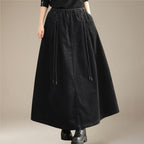 Corduroy Bottoms with Elastic Waist Skirt and Relaxed Fit - Image 6