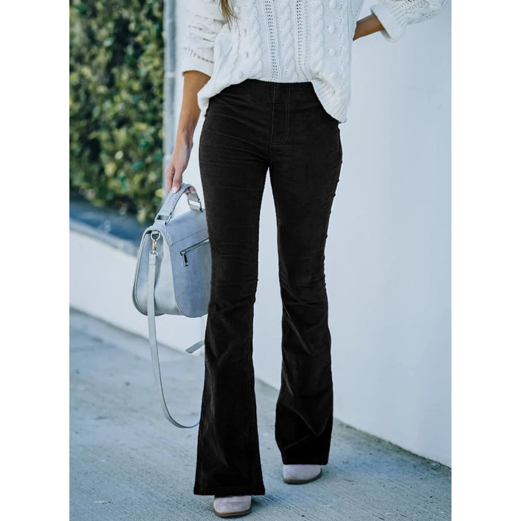 Corduroy Bottoms with Flared Silhouette and Wash - Image 1