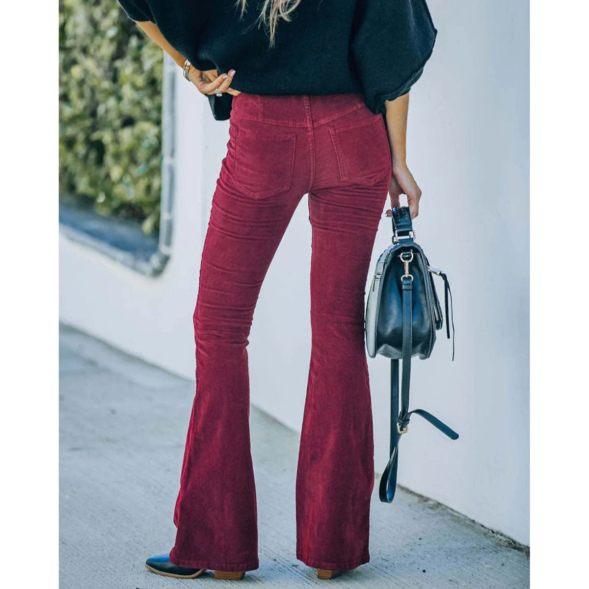 Corduroy Bottoms with Flared Silhouette and Wash - Image 2