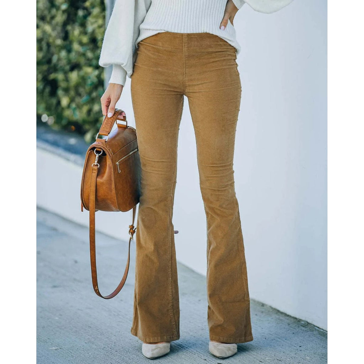 Corduroy Bottoms with Flared Silhouette and Wash - Image 3