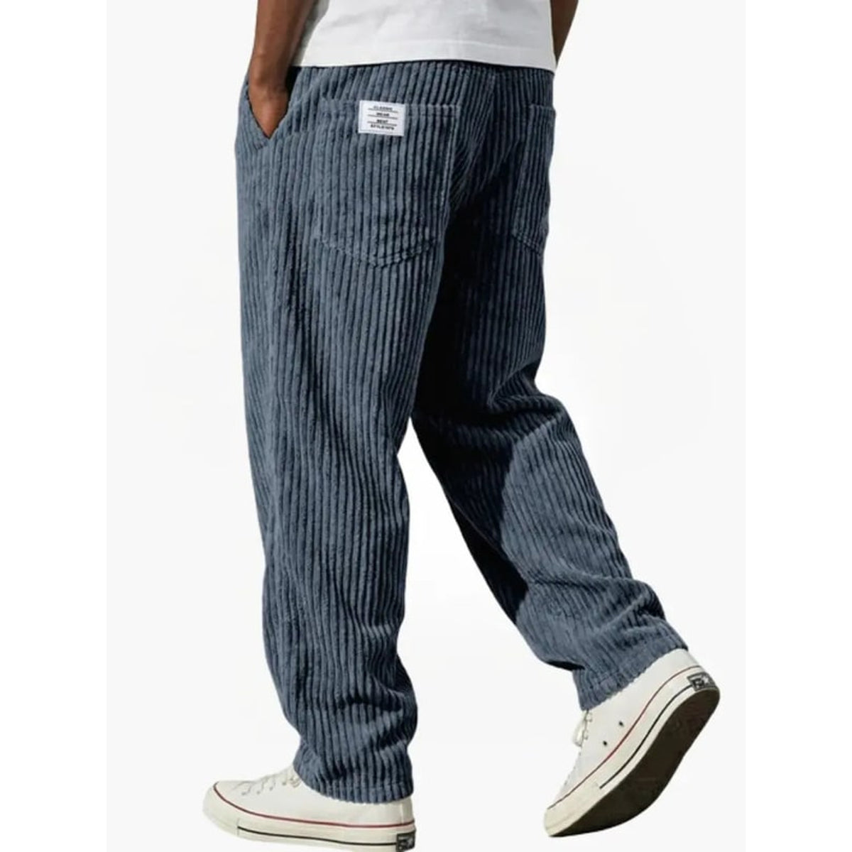 Corduroy Bottoms with Loose Fit Trousers and Back-Pocket Label - Image 3
