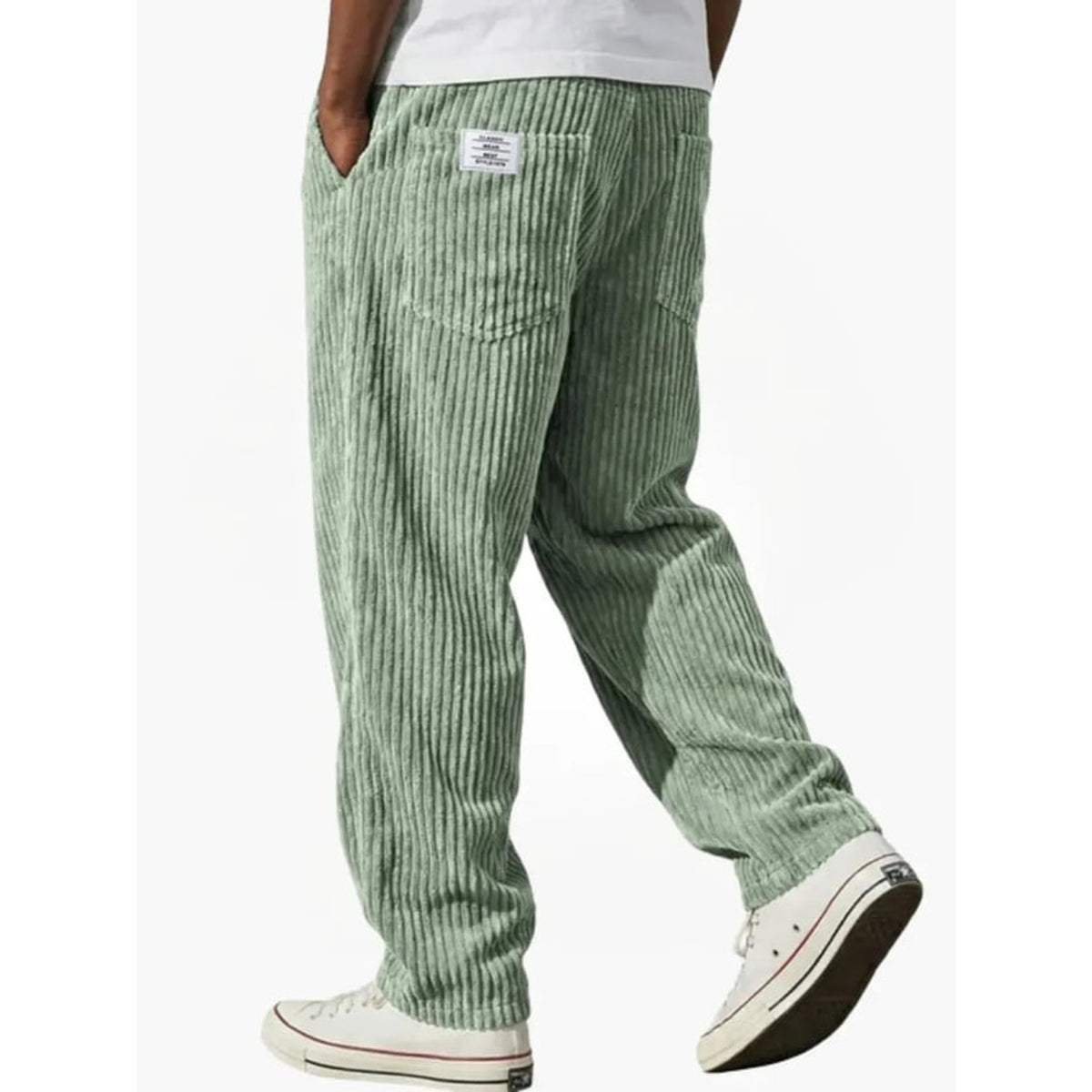 Corduroy Bottoms with Loose Fit Trousers and Back-Pocket Label - Image 6