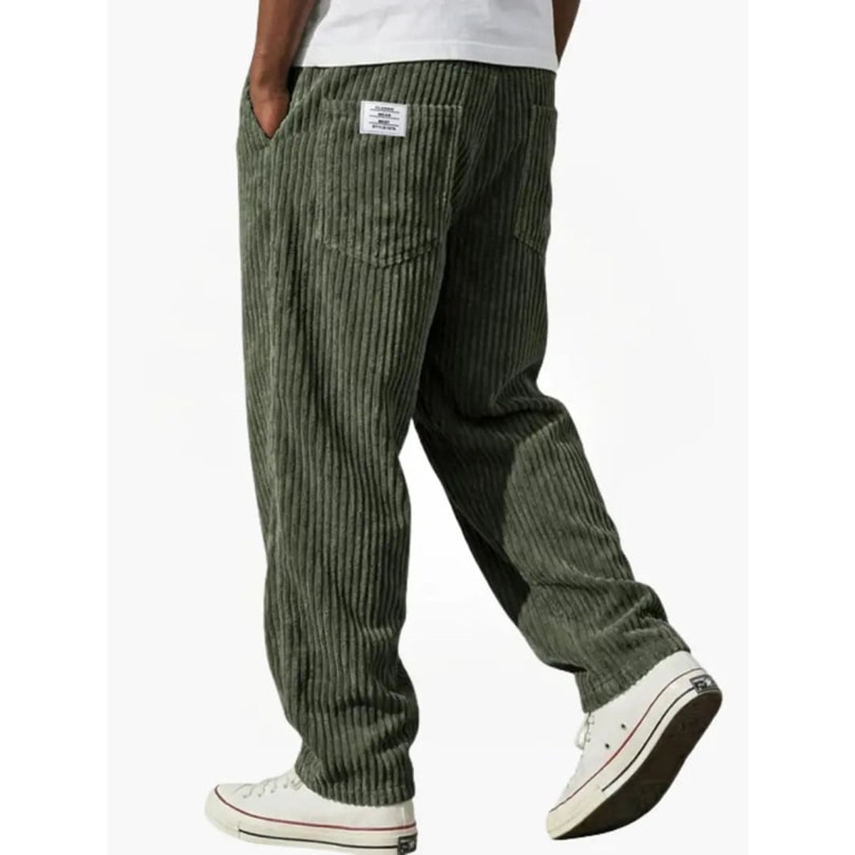 Corduroy Bottoms with Loose Fit Trousers and Back-Pocket Label - Image 9