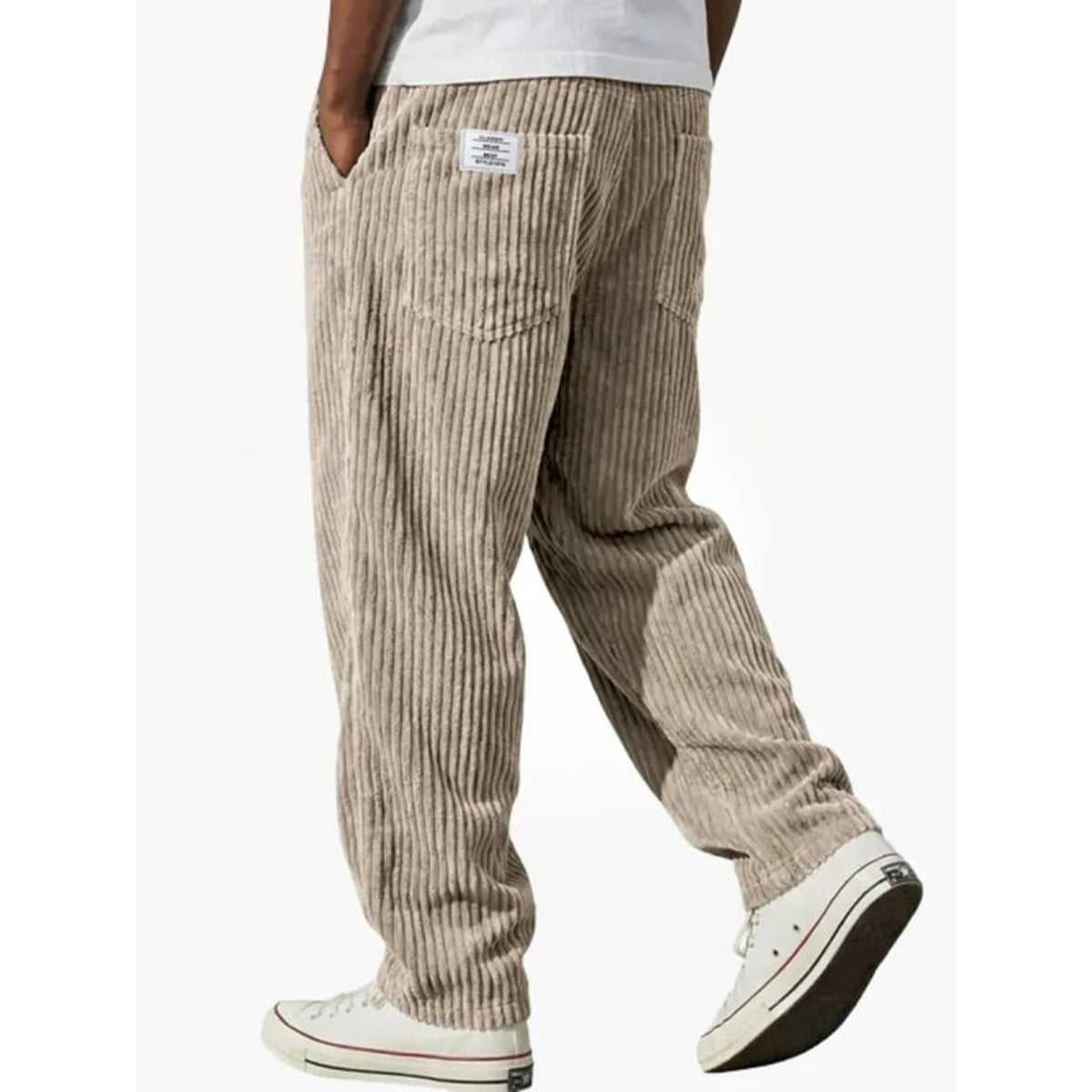 Corduroy Bottoms with Loose Fit Trousers and Back-Pocket Label - Image 4