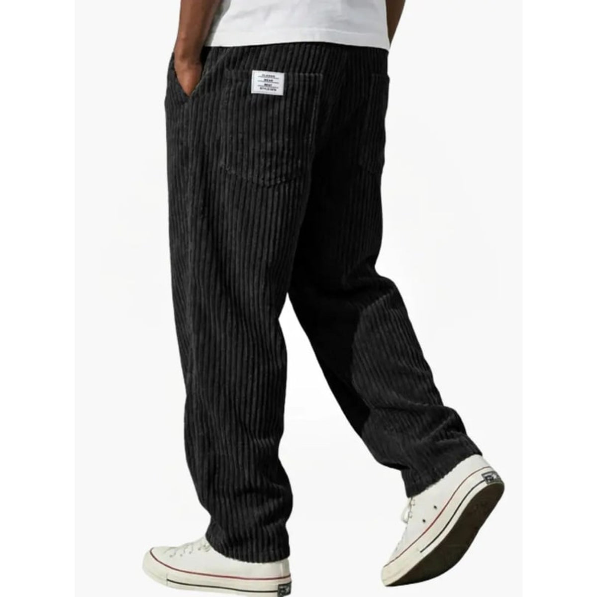 Corduroy Bottoms with Loose Fit Trousers and Back-Pocket Label - Image 8