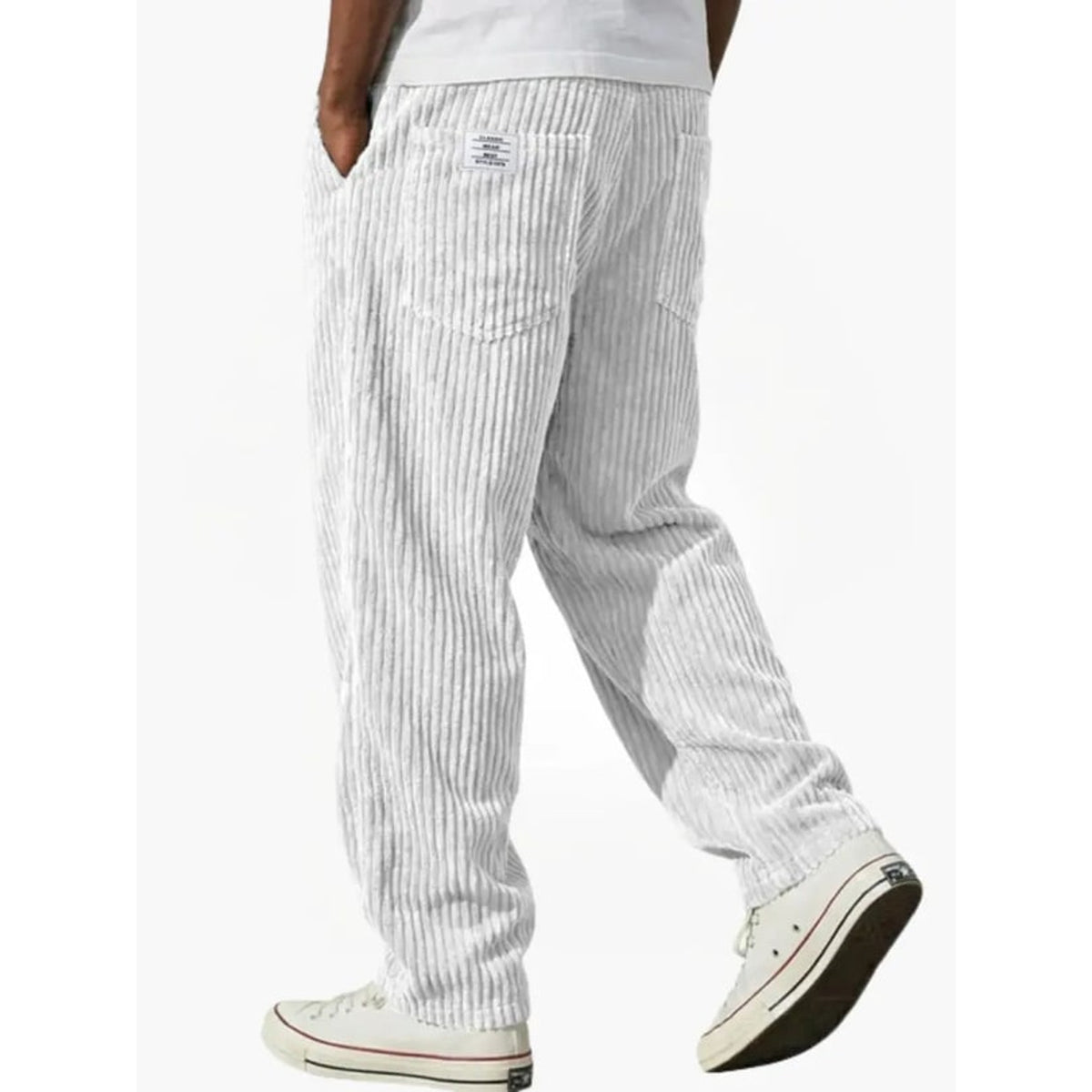 Corduroy Bottoms with Loose Fit Trousers and Back-Pocket Label - Image 7