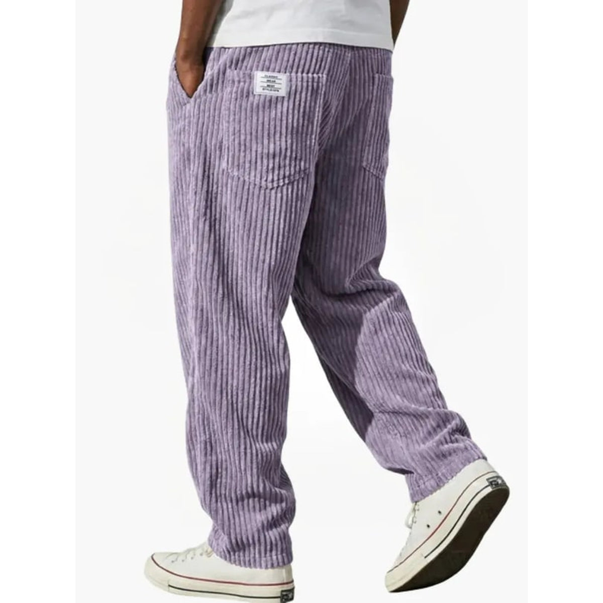 Corduroy Bottoms with Loose Fit Trousers and Back-Pocket Label - Image 11