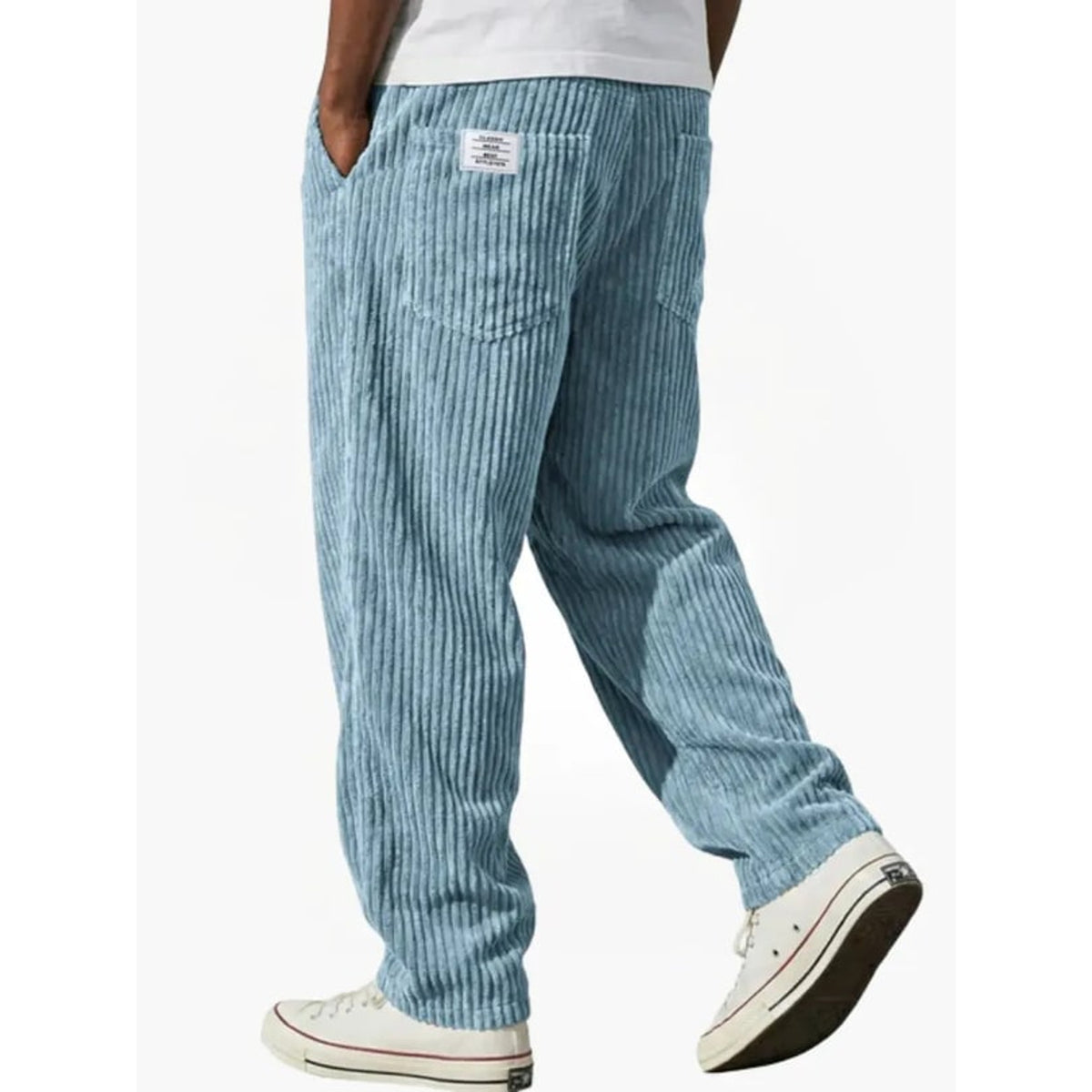 Corduroy Bottoms with Loose Fit Trousers and Back-Pocket Label - Image 5