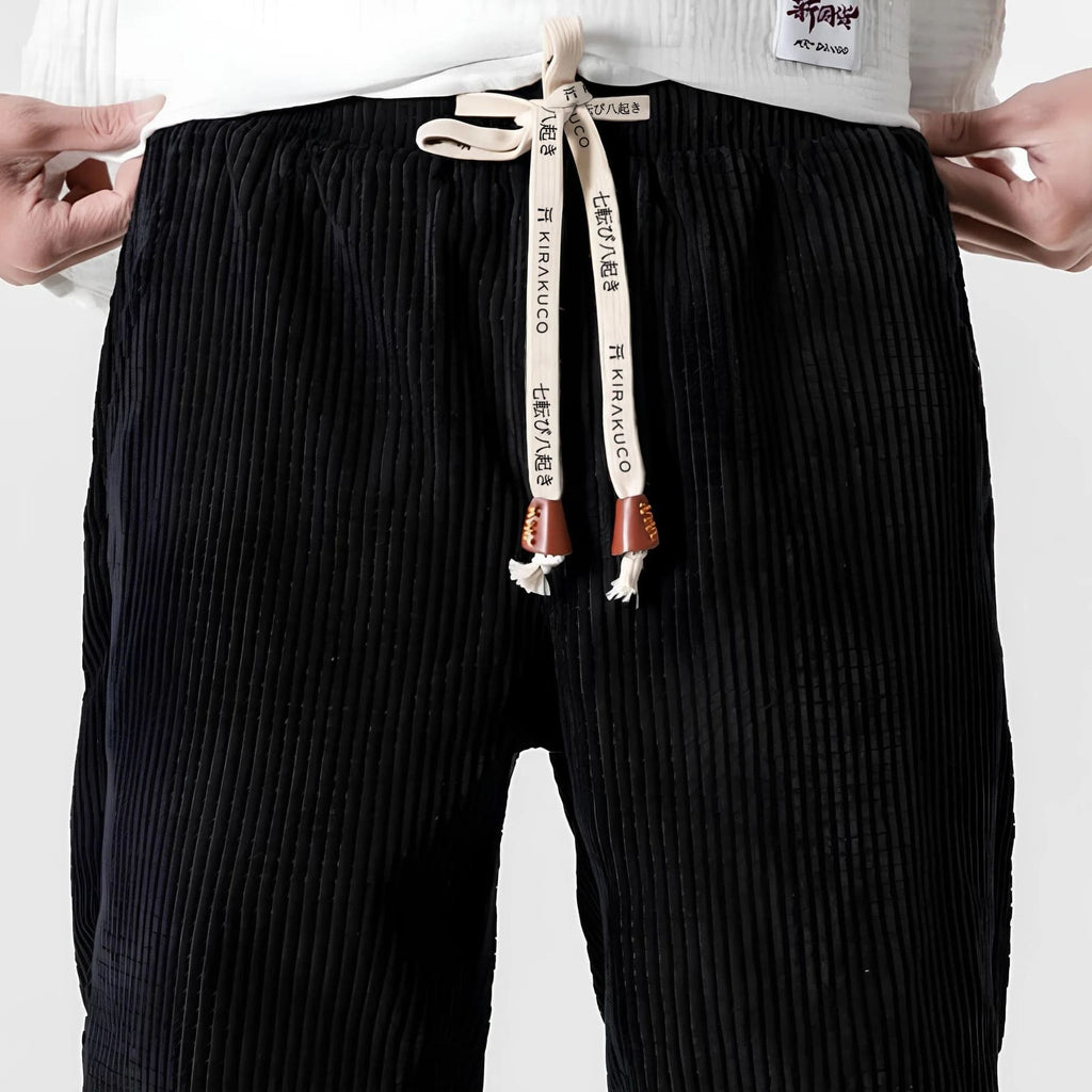 Corduroy Bottoms with Relaxed Fit Joggers and Cuffed Ankles - Image 7