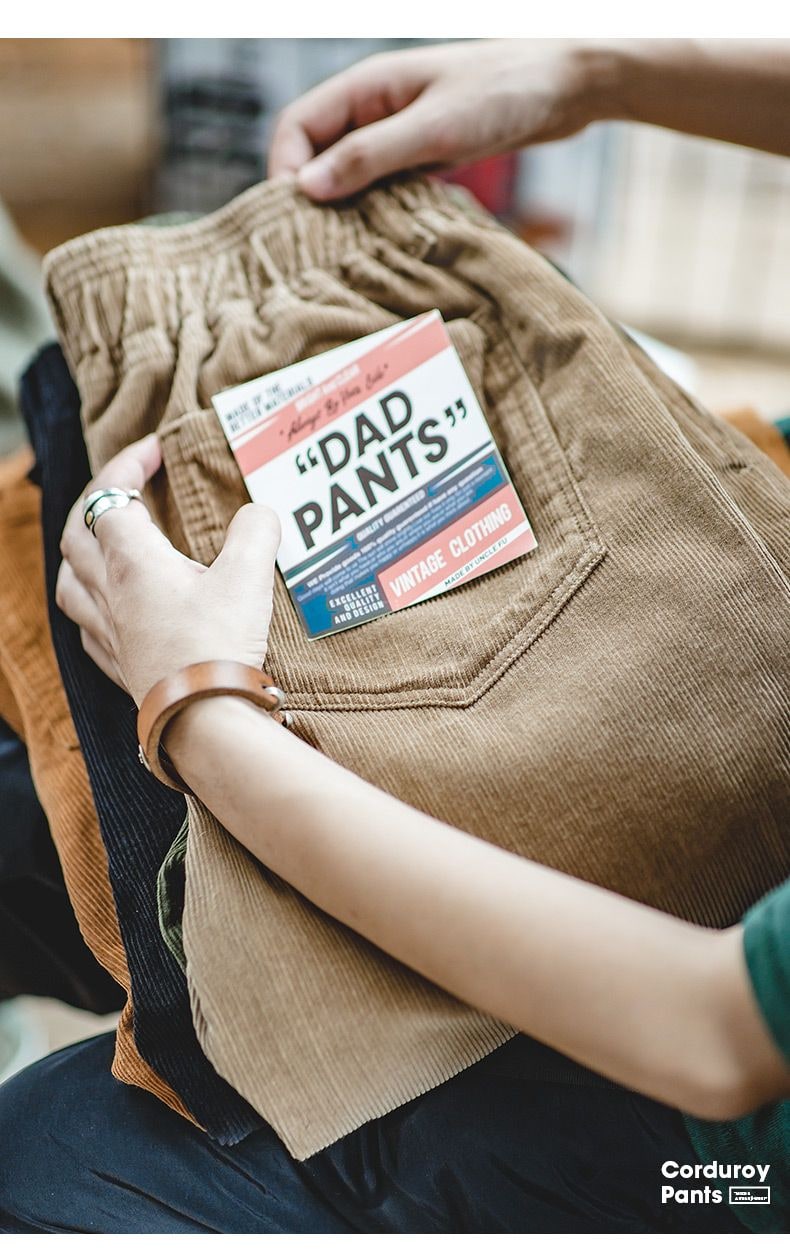 Corduroy Bottoms with Relaxed Straight Fit and Stacked Waistband - Image 13