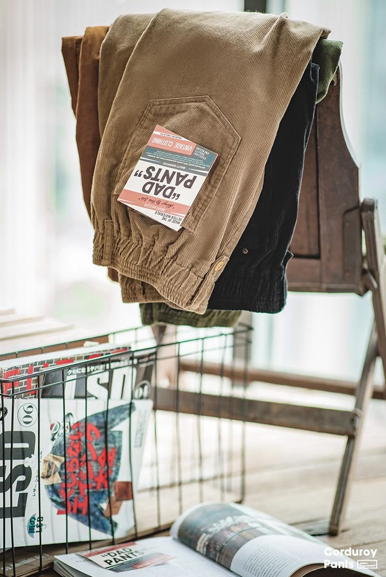Corduroy Bottoms with Relaxed Straight Fit and Stacked Waistband - Image 2