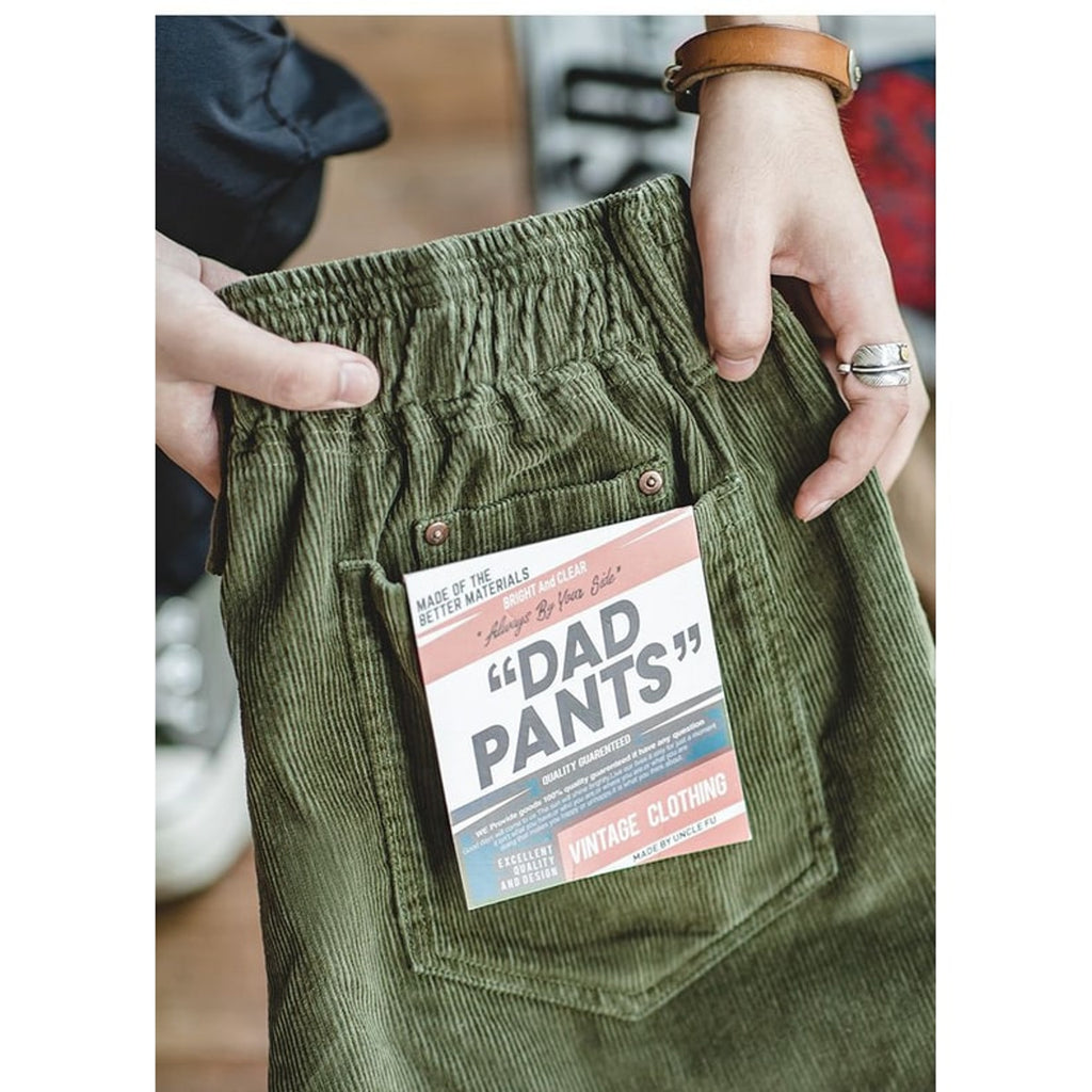 Corduroy Bottoms with Relaxed Straight Fit and Stacked Waistband - Image 10