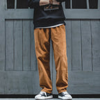 Corduroy Bottoms with Relaxed Straight Fit and Stacked Waistband - Image 9