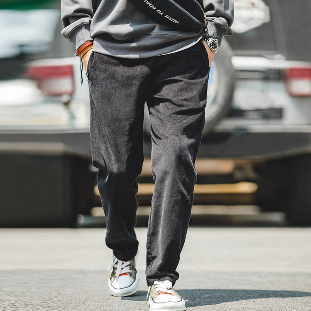 Corduroy Bottoms with Relaxed Straight Fit and Stacked Waistband - Image 11