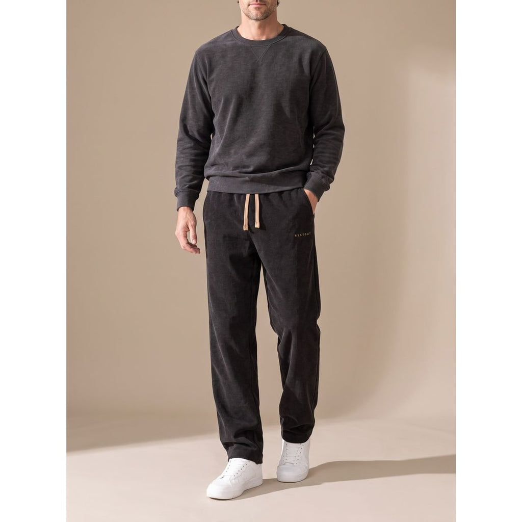 Corduroy Bottoms with Relaxed Straight-Leg Trousers and Drawstring - Image 1