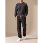 Corduroy Bottoms with Relaxed Straight-Leg Trousers and Drawstring - Image 1