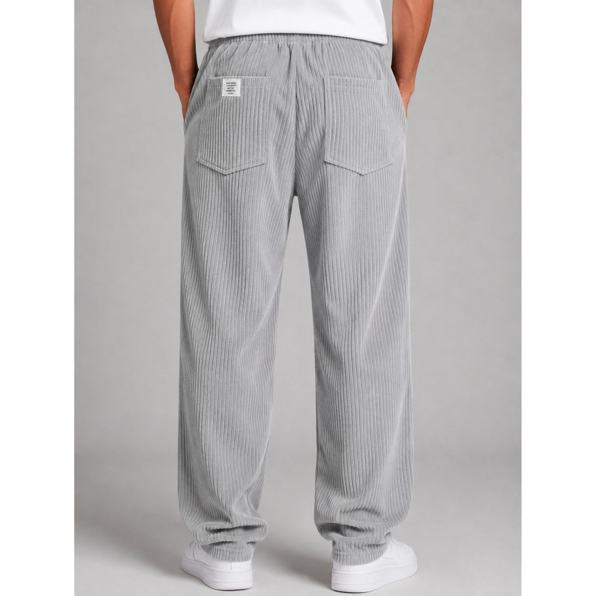 Corduroy Bottoms with Relaxed Wide-Leg Fit and Drawstring - Image 2