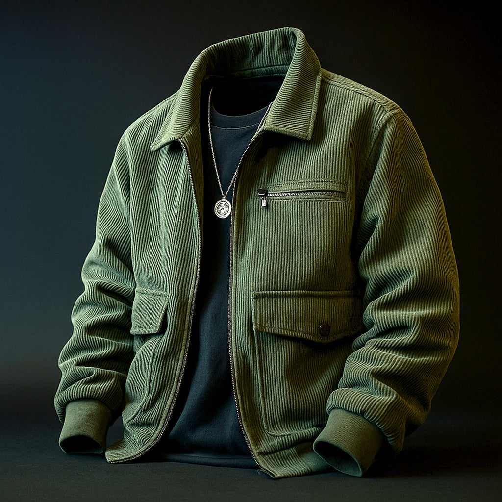 Corduroy Jacket with Relaxed Zip-Up Fit and Utility Pockets - Image 4