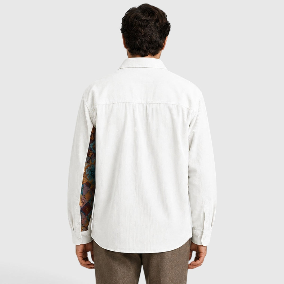 Corduroy Overshirt with Relaxed Button-Up Fit and Patchwork Pocket - Image 10